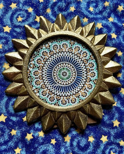Celestial Metal Sun Gold Tone Photo Picture Frame Tabletop 6.25” EUC - Picture 3 of 6