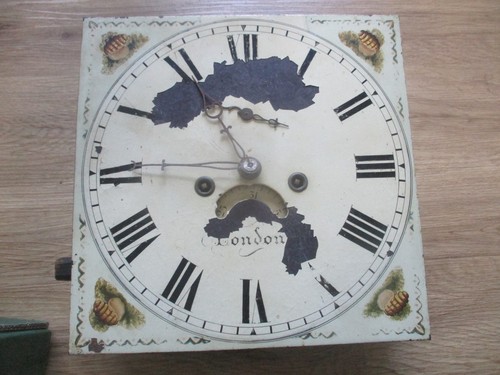 Antique Longcase Grandfather Clock Dial and Movement - Measures 13 inches Square - Foto 15 di 24