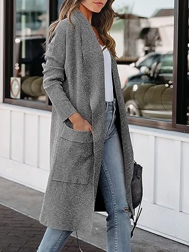 Women's Long Cardigan Sweater 2025 Fall Fashion Casual Oversized Knit Open - Picture 2 of 7
