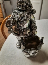 Macy's Promotional Silver Santa with Bag 11 Inches Tall Christmas Bag Vintage