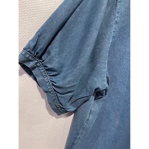 Camisa vaquera Lucky Brand para mujer cambray XL manga corta calce relajado - Imagen 5 de 7