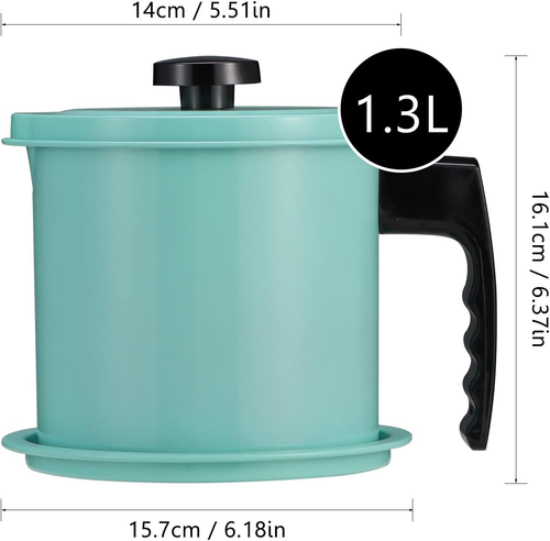 Bacon Grease Container with Fine Mesh Strainer, 1.3 L Almost 6 Full Cups Iron Co - Picture 4 of 7