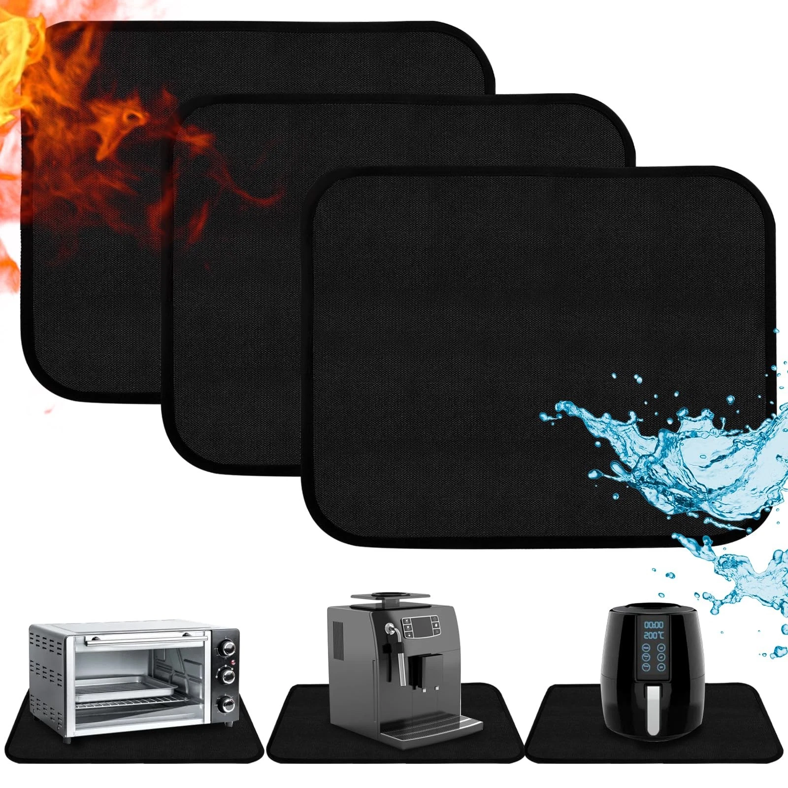 3 Pack Heat Resistant Mats for Countertop, 18 x 15 Inch Fireproof Under Air F...