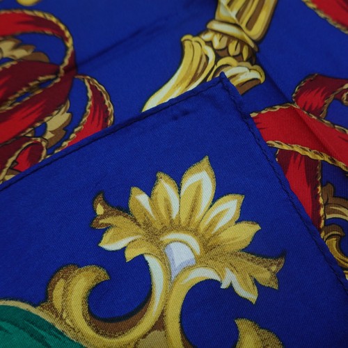 ROPE Blue Silk Scarf Scarves 35" X 34.5" P710 - Picture 9 of 17
