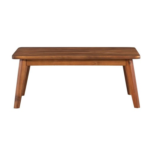 Linon Cooper Outdoor 4 Piece Wood Chat Set with Orange Cushions in Acorn Brown - Picture 23 of 24
