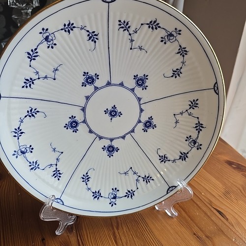 Antiguo plato de cuenco poco profundo acanalado azul y blanco danés danés Mintons 91/4" - Imagen 7 de 12
