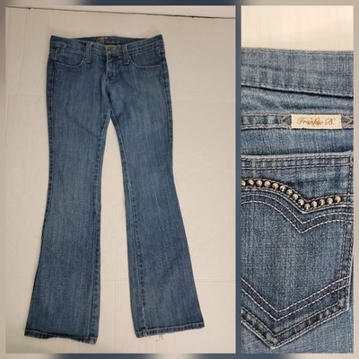 Vintage Y2K Frankie B Jeans Sz 6x33 Low Rise Flare Denim Embellished Back Pocket