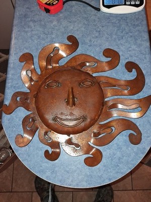  VTG Hand Made Heavy Guage  Metal  Sun Bronze In Perfect Condition 15×18 Inches!