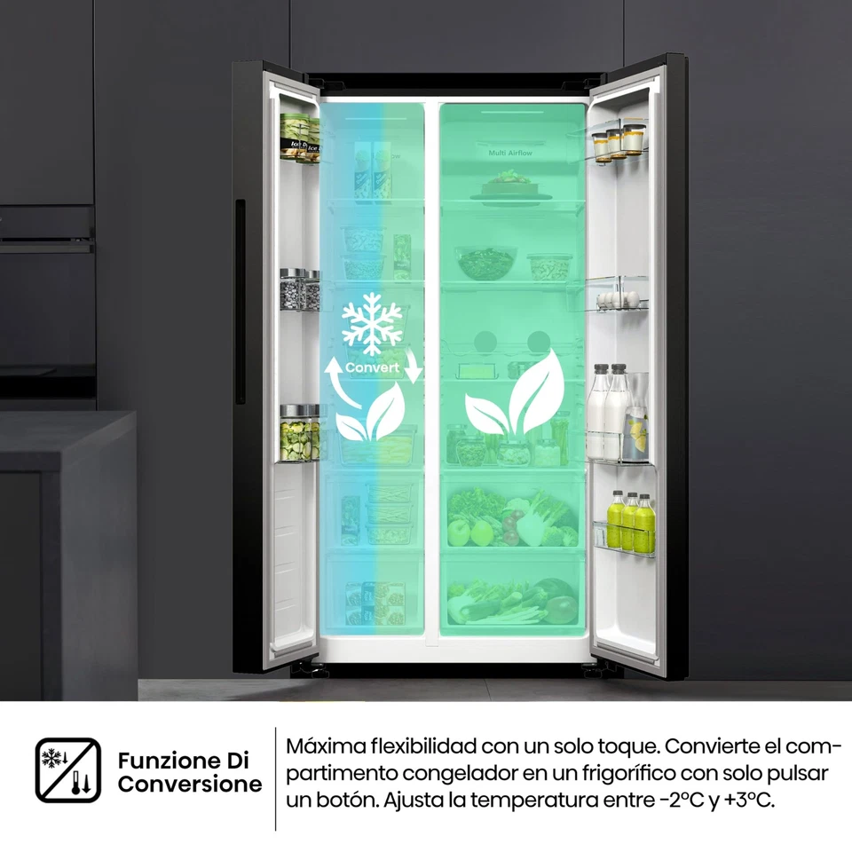 Hisense RS711N4AFE Frigorifero Side by Side Grande capactià 550 litri Nero Total - Immagine 4 di 4