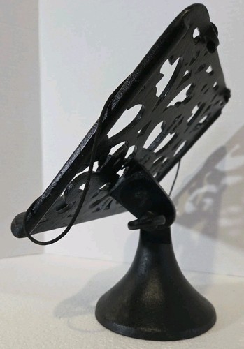 Antiker verstellbarer schwarzer Gusseisen Buch-/Musikständer mit Gewichten 9,5 × 9,5" EUC funktioniert - Bild 6 von 24