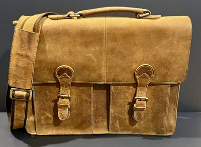 Connor Briefcase Men's Laptop Messenger Bag Crafted From Crazy Horse Leather