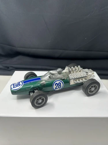 Vintage Bandai Battery Operated Formula One Race Car Green #28 WORKING RARE