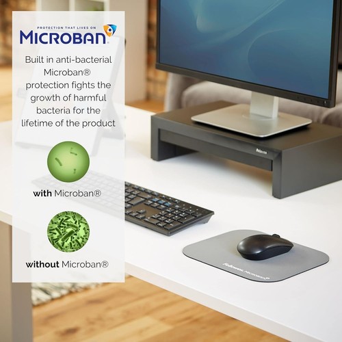 Fellowes Mouse Mat with Non-Slip Rubber Base - Mouse Pad with Antibacterial Prot - 第 4/6 張圖片