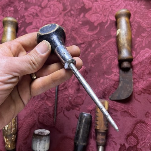Antique Wooden Handled Hand Tools - Screwdrivers, Awl, Pick, Ect. Lot Of 10 - Picture 14 of 18