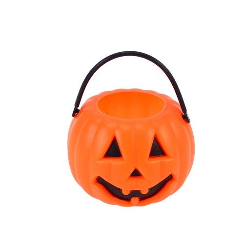 Cubo de caramelos de Halloween portátil naranja calabaza cubo niños truco o - Imagen 8 de 11