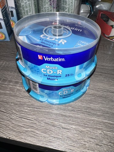 Verbatim Music CD-R 40X 700MB Audio Media Disc Spindle 96155 Sealed Mint 2X25=50