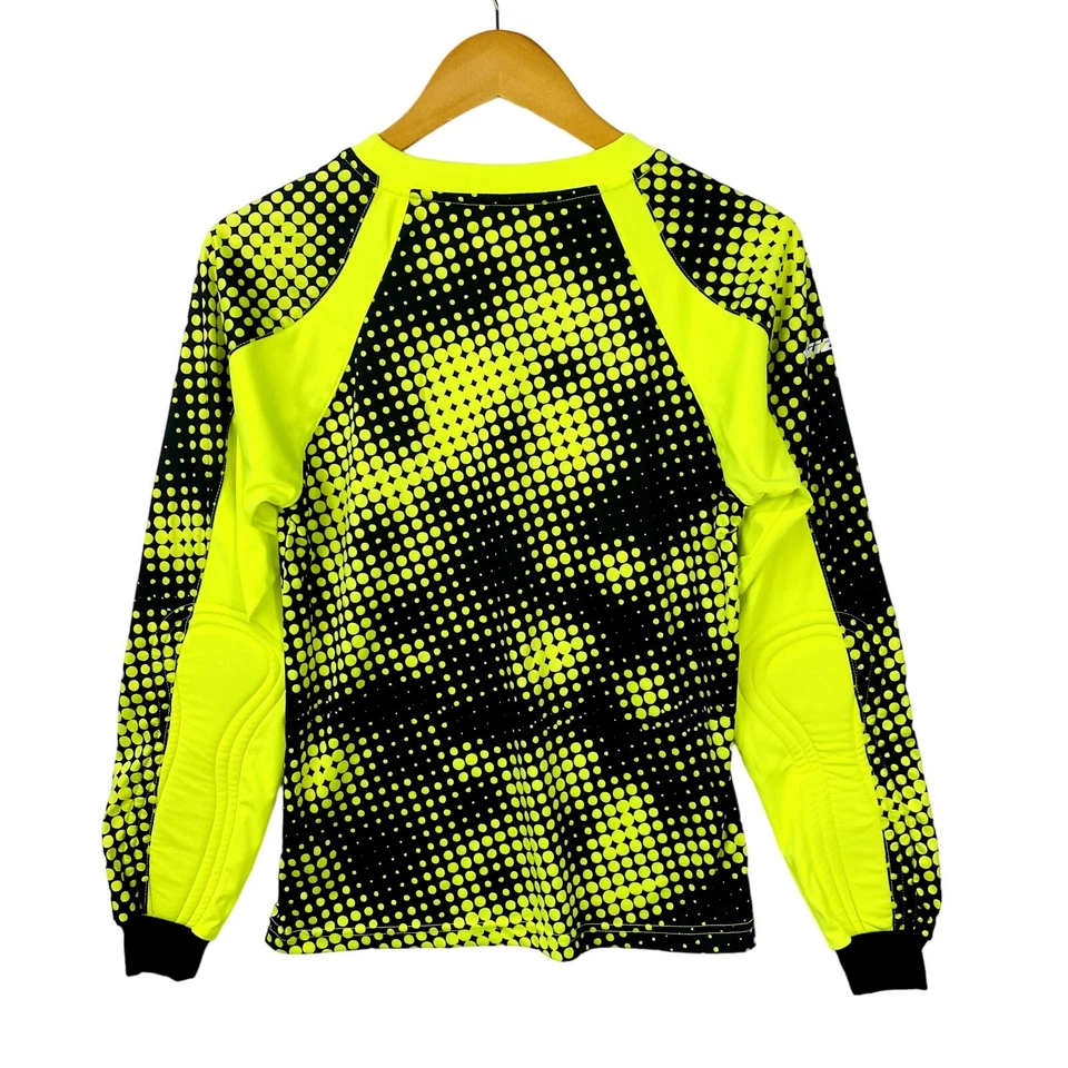 Camiseta de portero de fútbol acolchada amarilla neón grande para hombre Vizari juvenil Foto 3 de 4