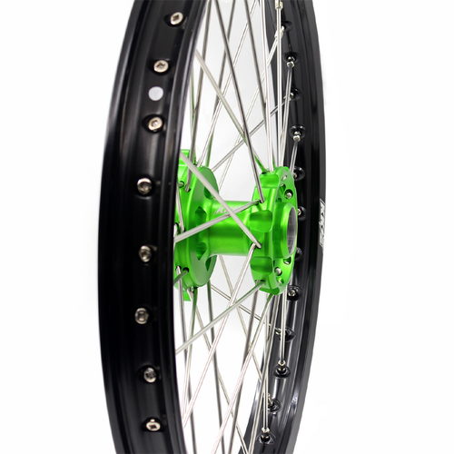 Llantas CNC KKE 21/18" para Kawasaki KX250F KX450F 2006-2018 discos bujes verdes - Imagen 6 de 10