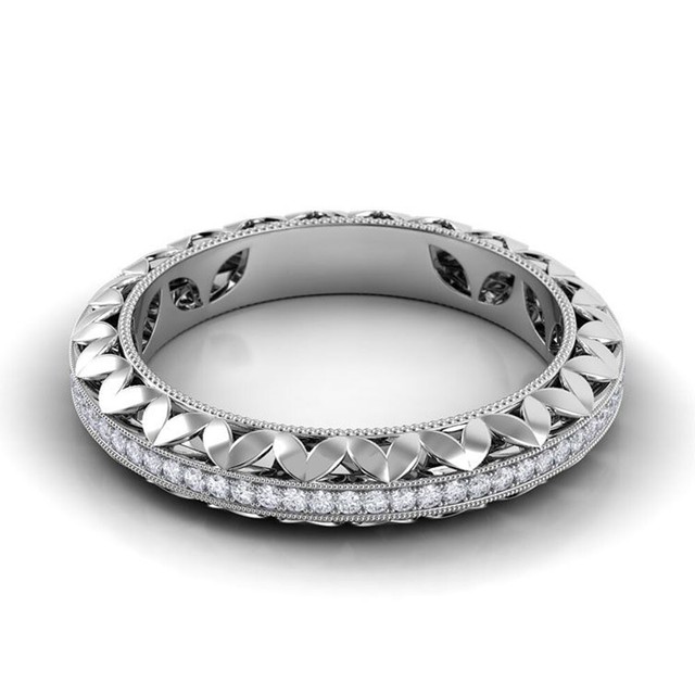 Round 0.57 Ct Certified Lab Created Diamond Wedding Eternity Band 18K White Gold Round 0.57 Ct Certified Lab Created Diamond Wedding Eternity Band 18K White Gold