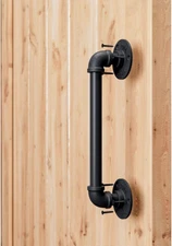 SMARTSTANDARD 11” Pipe Barn Door Handle, Black Rustic Industrial Grab Bar, Towel
