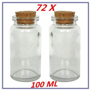 72x Mini Small Lolly Candy Decorative Glass Jar Bottle W H Cork