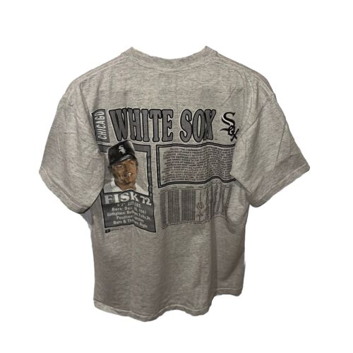 Vintage Carlton Fisk Chicago White Sox Double Sided T Shirt Single Stitch Sz L - Picture 2 of 20