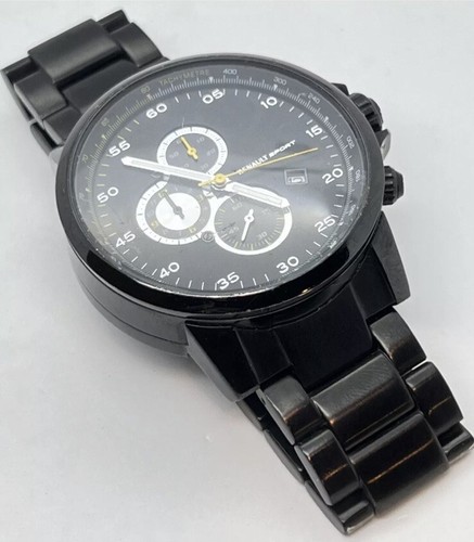 RENAULT Sport Chronograph Date Mens 48mm Quartz Watch Black Case Bracelet NEW - Picture 8 of 18