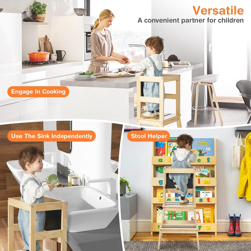 Kids Kitchen Step Stool - Toddler Standing Tower, Toddler Kitchen Stool Helper, - Picture 7 of 12