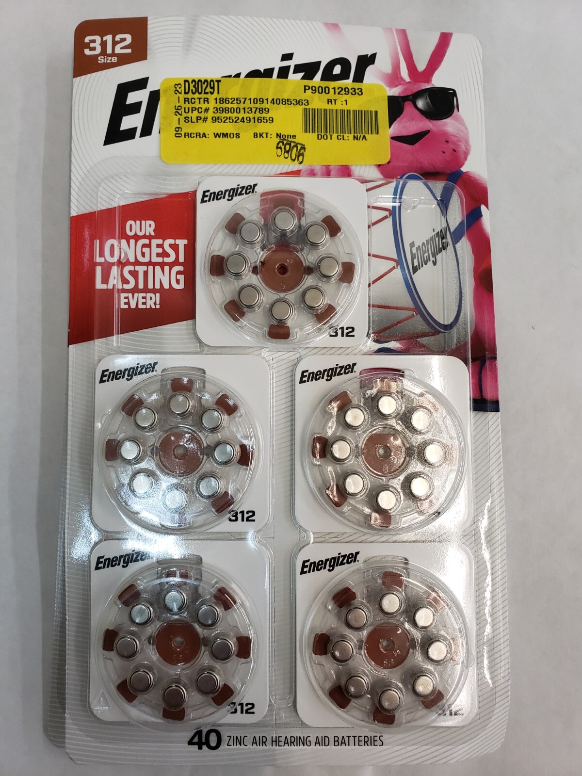 NEW 40 PACK ENERGIZER EZ TURN & LOCK HEARING AID BATTERIES SIZE 312 BB