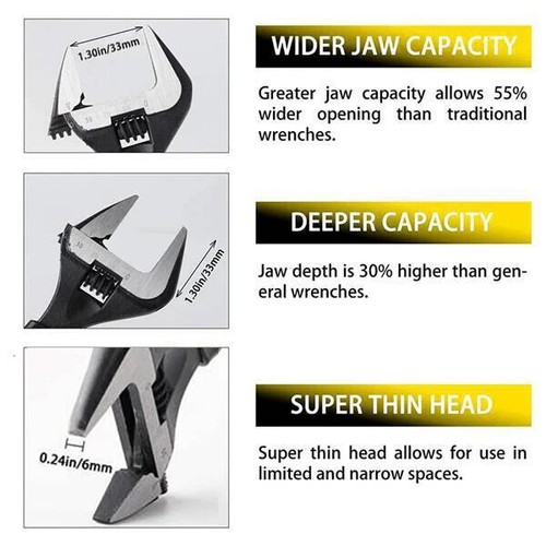 Adjustable Extra Wide Jaw Wrench Spanner Tool Heavy Duty 6 inch 0-30MM Opening - Picture 6 of 14