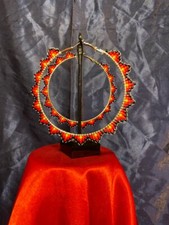 3' Black Red Orange Yellow Hoop Earrings
