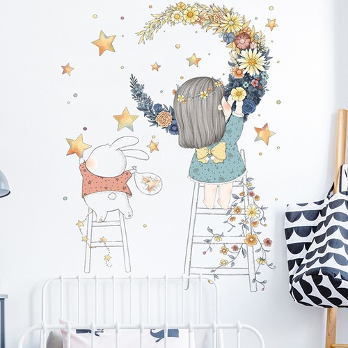 Cartoon Stars Moon Garland Wall Sticker Home Living Room Decor Vinyl Wall D.WG - Picture 3 of 6