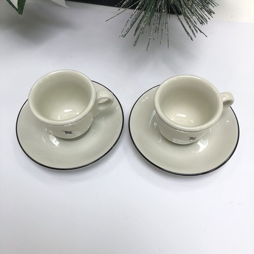 Tognana Porcellane Italian Coffee Cup & Saucer Black & Cream Set Of 2 - Picture 2 of 12