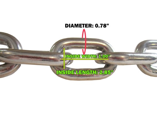 Aparejo de cadena marina de acero inoxidable de 3/4" 20 mm tipo 316 - se vende por pie - Imagen 2 de 2