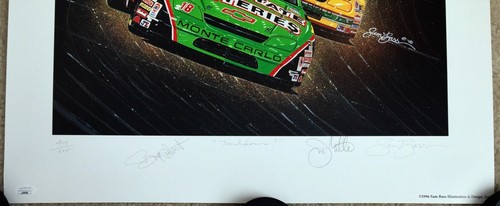 JOE GIBBS, BOBBY LABONTE & SAM BASS Signed 21.5x30.5 Lithograph Poster, JSA - Picture 2 of 9
