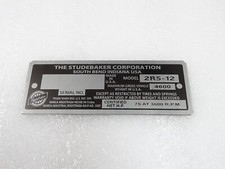 DATA PLATE FITS TO VINTAGE STUDEBAKER USA MODEL #V222-7