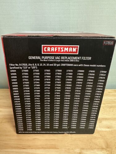Craftsman 9-17816 OEM Filter Fits Current Craftsman Vacuums 5 Gallons and Above - Picture 2 of 2