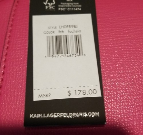 NWT KARL LAGERFELD PARIS Hot Pink Logo New Crossbody/Camera Bag - Picture 7 of 7