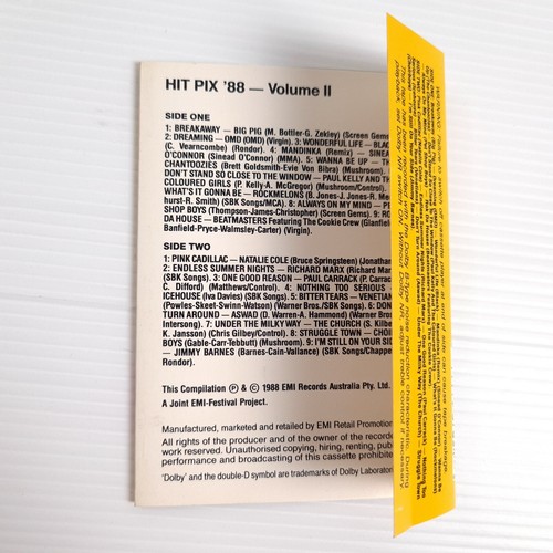Hit Pix '88 Volume II Cassette 1988 Australia TC-AL-790763 Sinead Rockmelons OMD - Picture 6 of 6