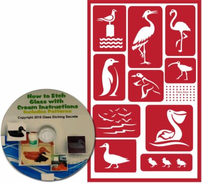 Reusable Bird Stencils: Seagull, Ducks, Flamingo, Crane, Penguin, Pelican + CD