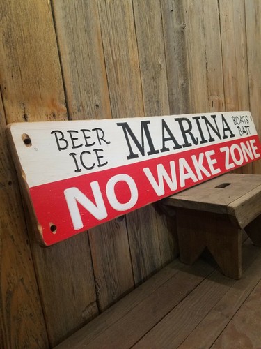 MARINA Beer Ice Boats Bait No Wake Zone/Carved/Rustic/Wood/Sign/Fishing/Lake/ - Picture 6 of 7