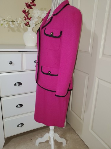 VP Collections Fuchsia 100% Pure Wool Boucle Women`s Skirt Suit Sz.12, Fits sz.6 - Picture 2 of 19
