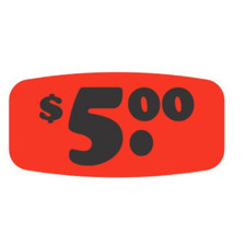 1000 each per roll $5.00 MERCHANDISE LABELS Stickers FL RED BLACK  