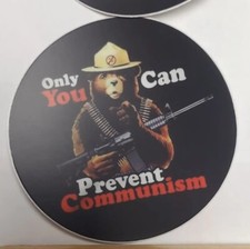 Anti Communism Bear Stickers 3 Round