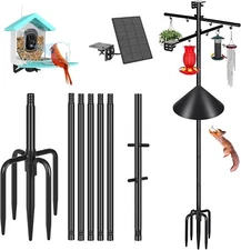  Squirrel Proof Smart Bird Feeder Pole for 107'' Pole with 8 hooks&Baffle