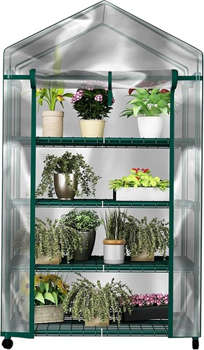 Lightweight 4-Tier Portable Greenhouse for Indoor/Outdoor Use - 27 X 19 X 63 in - Picture 3 of 12