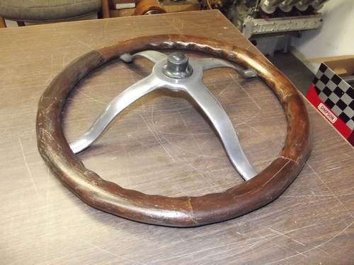 Vintage Racing Open Car Early Magnesium Wood Steering Wheel Hot Rod Speedster