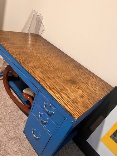 Vintage Metal Desk- blue - Picture 13 of 14