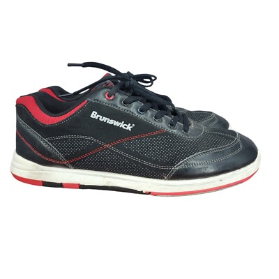 Brunswick Bowling Shoes Womens 9.5 Titan Black Red Leather Lace Up Casual M-016