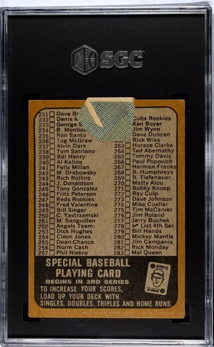 VENEZUELAN YAZ CHECKLISTE YASTRZEMSKI 1968 VENEZUELAN TOPPS #192 CARL SGC 1 TPHLC - Bild 2 von 2